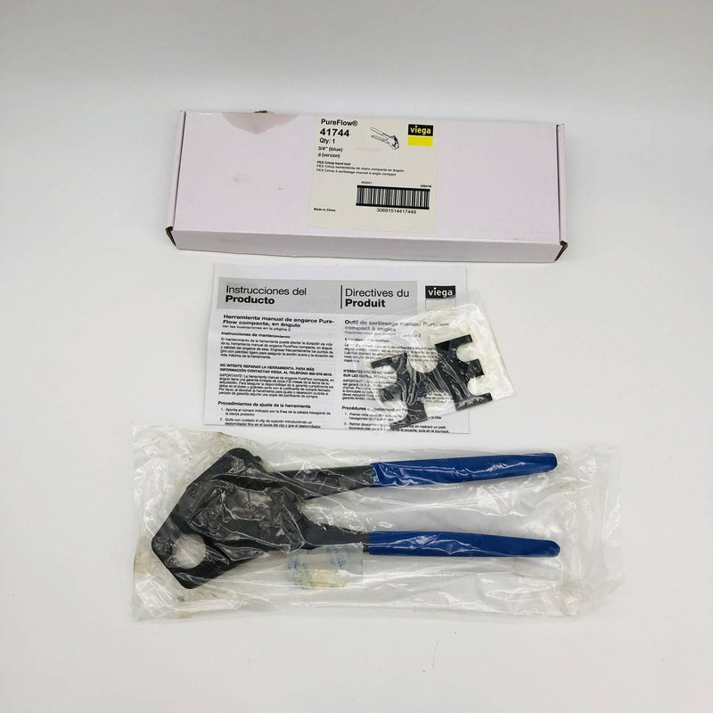 PureFlow 41744 Crimp Hand Tool 3/4in Pex Zero Lead Compact Angled Blue Version D 10