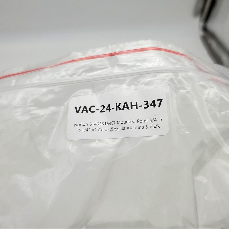 Norton 61463616457 Mounted Point 3/4" x 2-1/4" A1 Cone Zirconia Alumina 5 Pack 6