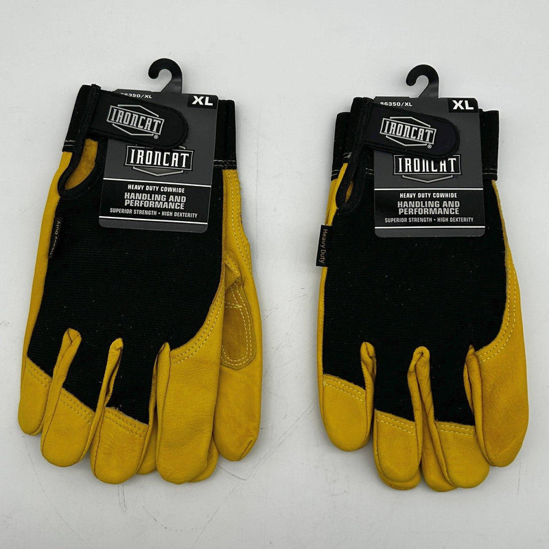 Ironcat 86350 Cowhide Leather Gloves Extra Large XL Hvy Duty Mechanics 2 Pairs 1