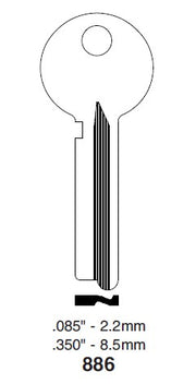 5x Ilco 886 Key Blanks for Some Yale Safe Deposit Boxes Nickel Silver 2