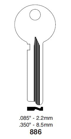 5x Ilco 886 Key Blanks for Some Yale Safe Deposit Boxes Nickel Silver 2