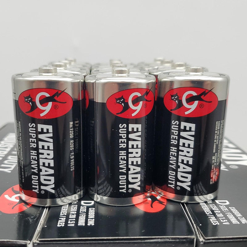 Eveready D Batteries Super Heavy Duty Carbon Zinc 1.5V 1250 R20 Case of 48 2