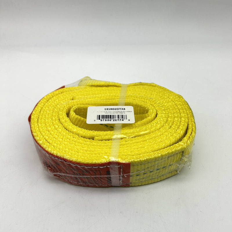 Lift-All EE2802DTX8 Web Sling 2"x8' E/E 2-Ply Twisted Webmaster 1600 Polyester