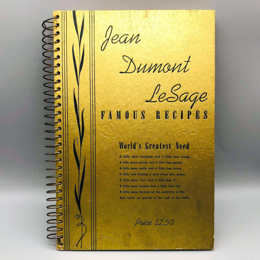 Jean Dumont LeSage Famous Recipes Spiral Bound 1940 Miller Bank Service Cookbook 2