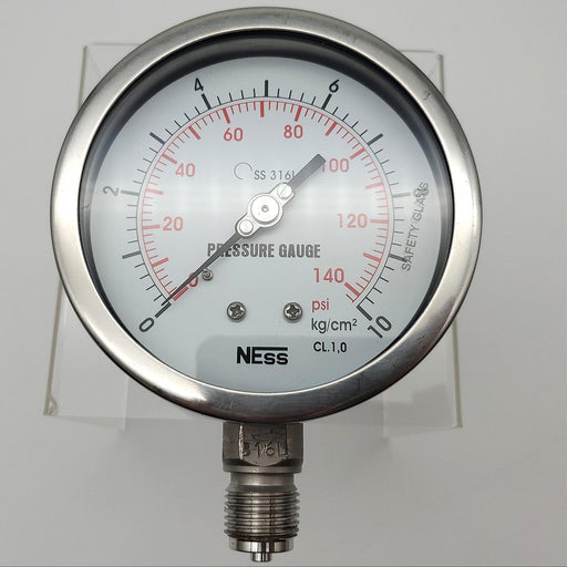 Ness PB-4-11 Pressure Gauge 0-10 kg/cm 140psi 100mm Dial 1/2" BSP Bottom Entry 2