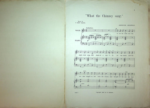 1890 What The Chimney Sang Sheet Music Large Gertrude Griswold F Bret Harte 2