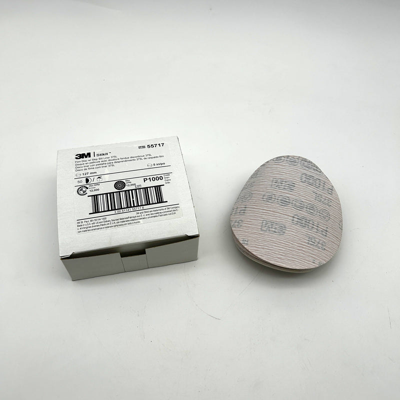 3M Stikit 55717 Film Sanding Disc 375L 5in x NH P1000 w/ Skip Slit Liner 50/pk