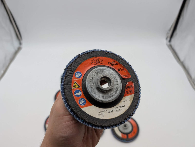 Tex Tuff 4-1/2" Flap Discs 60 Grit T29 5/8"-11 Arbor Hole 1686572 Pack of 10 2