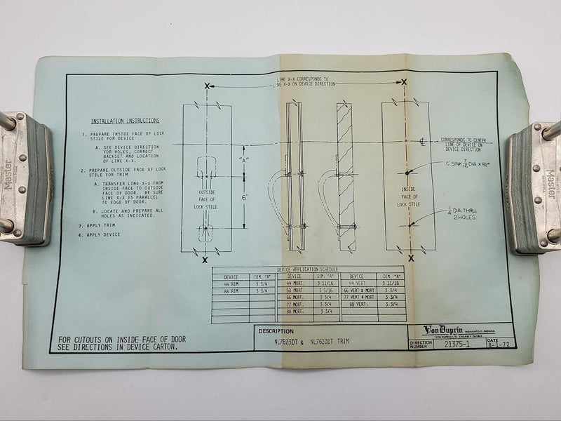 Von Duprin Door Pull 7620DT Satin Chrome for 44 & 88 Series Exit Devices 6