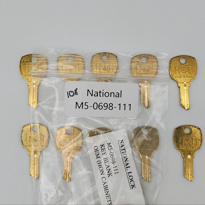 10x National M5-0698-111 Key Blanks for HON Cabinets Brass 4