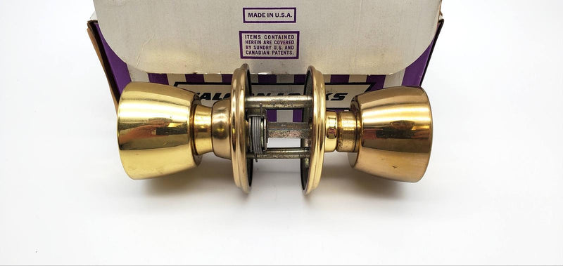 Falcon Door Knob Storeroom Lock Bright Brass 2-3/4" Backset 581 DL USA Made NOS 3