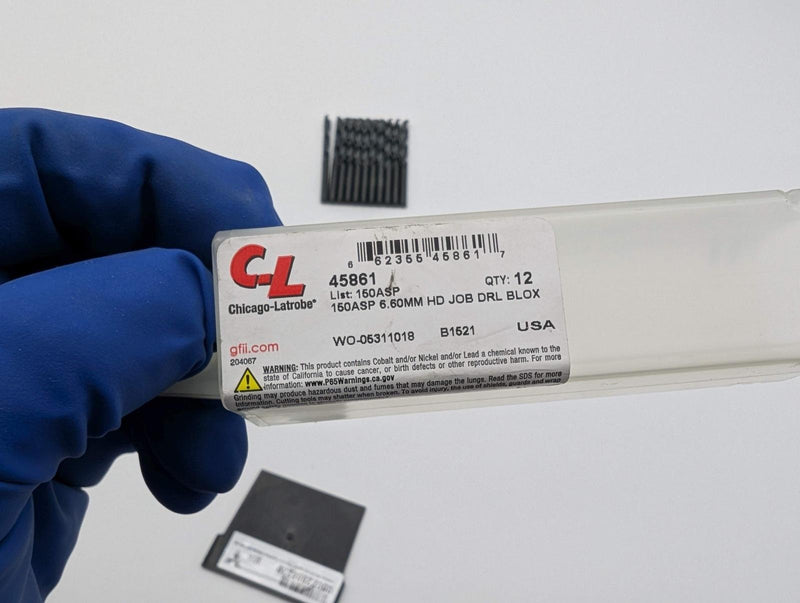 Chicago Latrobe 6.6mm Drill Bits 135 Deg Split Point 63mm LOC 101mm OAL 12 Pack 5