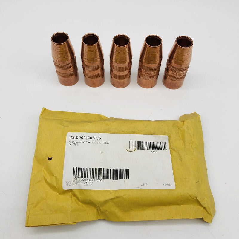Fronius 42.0001.4051.5 Gas Nozzle 15/25X63 For Mig Welding Pack of 5 10