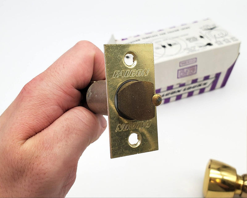 Falcon Door Knob Storeroom Lock Bright Brass 2-3/4" Backset 581 DL USA Made NOS 5