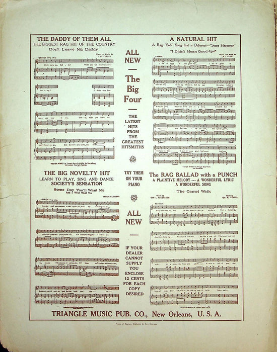 1917 I'm Sorry I Made You Cry Vintage Sheet Music NJ Clesi Jack King Triangle 3