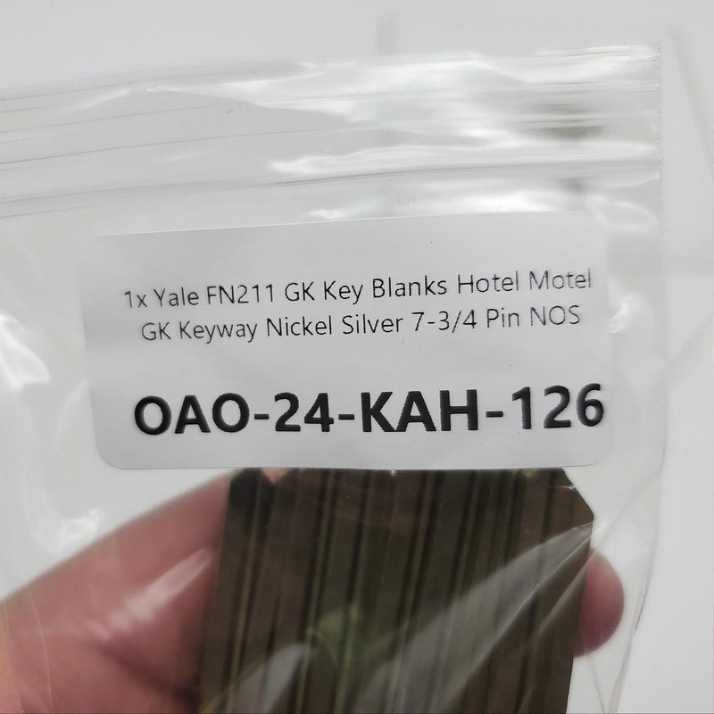 1x Yale FN211 GK Key Blanks Hotel Motel GK Keyway Nickel Silver 7-3/4 Pin NOS 3