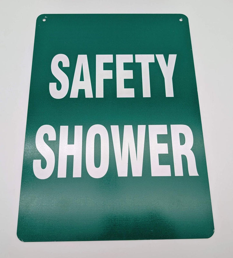 Safety Shower Eyewash Station Sign 14" x 10" Aluminum Green Hang Mount 1