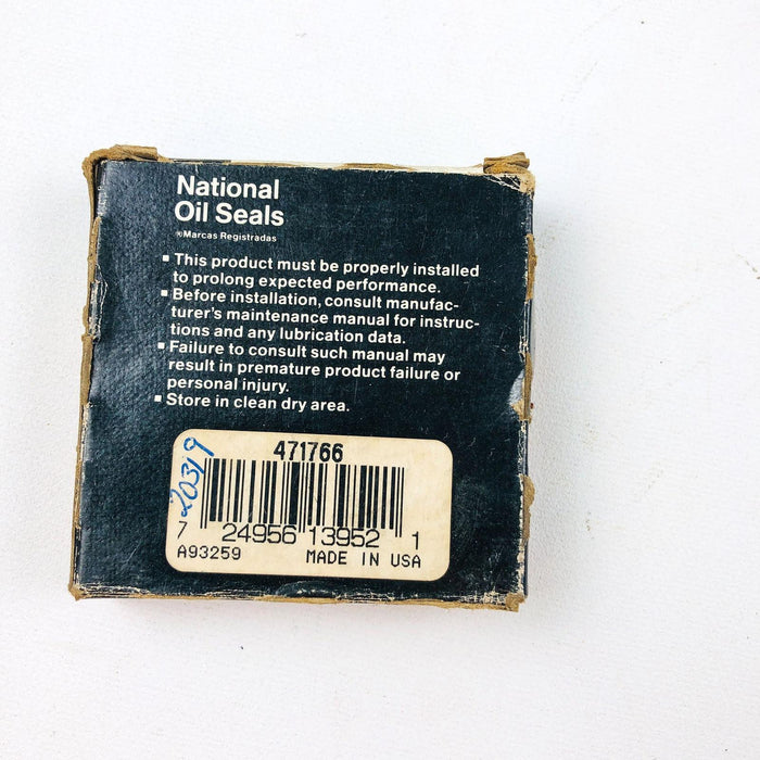 National 471766 Oil Seal 1.250 x 2.00 x 0.250 New Old Stock USA Made 20319 4