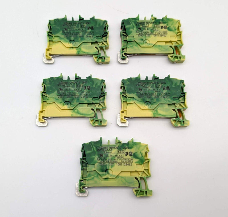 WAGO 2002-1207 Ground Terminal Blocks 2-Conductor DIN Rail Pack of 5 1