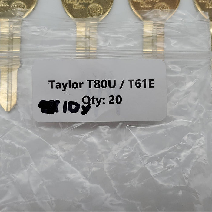 10x Taylor T80U / T61E Key Blanks Toyota Valet Key for T61F Nickel Silver NOS 4