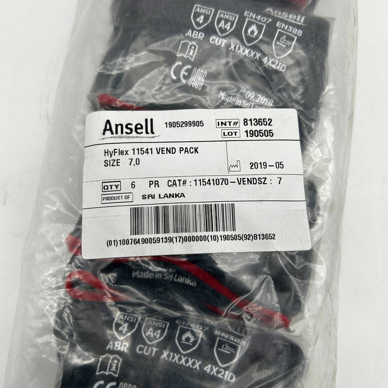 Ansell HyFlex 11541 Cut Resistant Glove Size 7.0 Small A4 Nitrile Vendin 6 Pairs