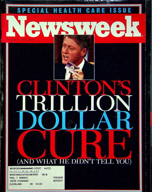 Newsweek Magazine October 4 1993 Bill Clinton Public Health System Plan to Fix 1