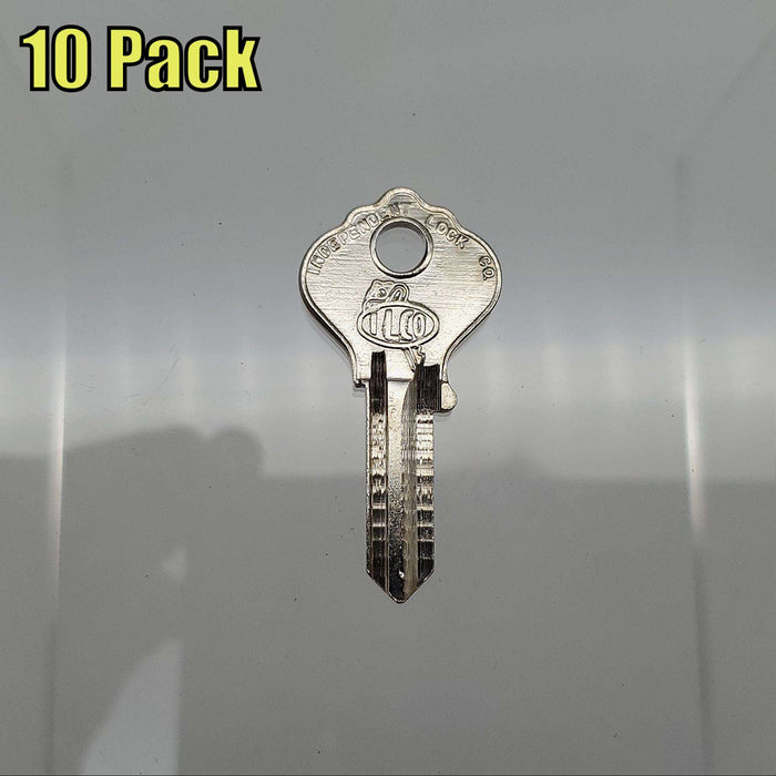 10x Ilco 1054HT Key Blanks For Some Ilco Locks aka X1054JK Nickel Plated NOS