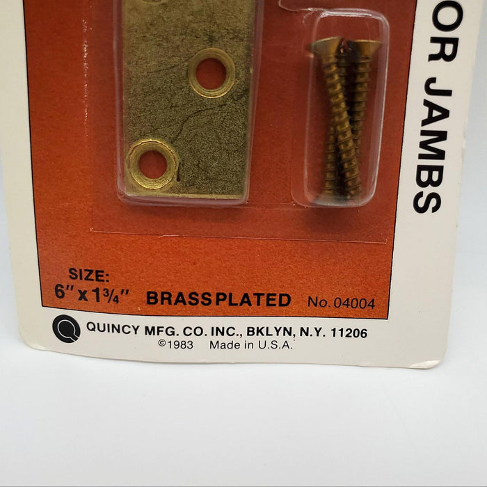 2x Reinforced T Strike Plates Brass Plated 6" x 1-3/4" No 04004 Quincy USA Made 3