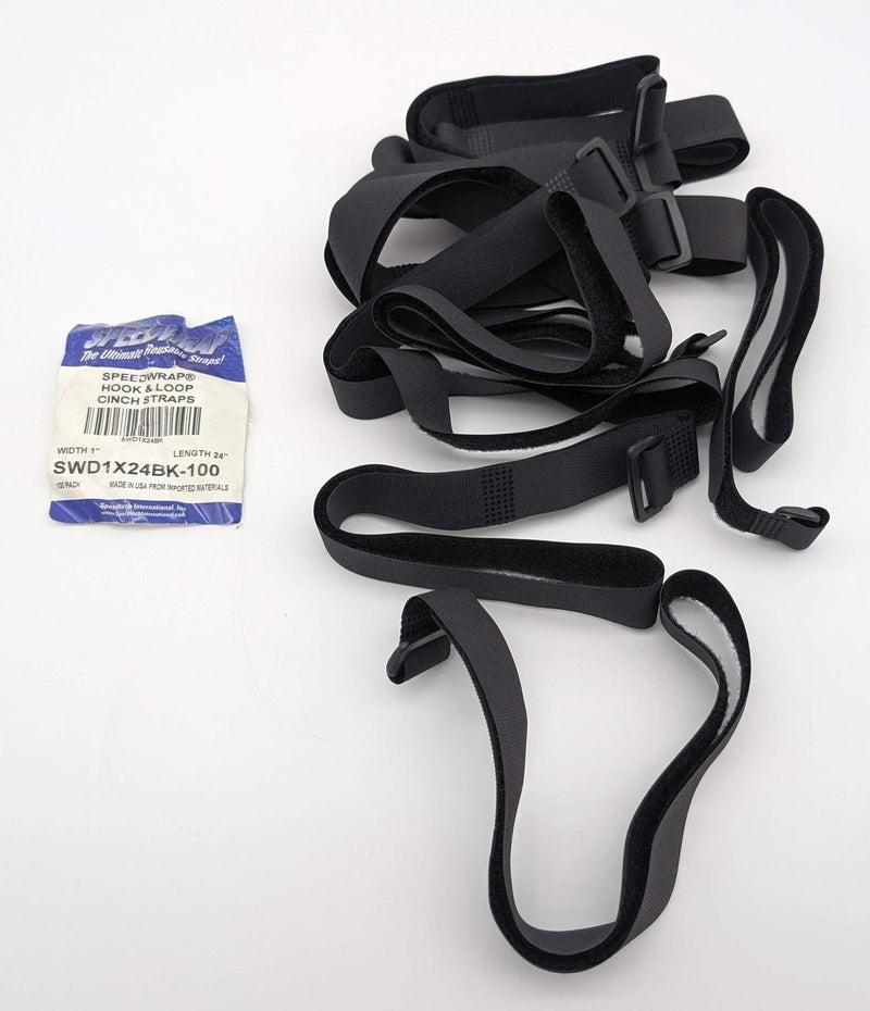 SpeedWrap Hook & Loop Cinch Straps 1" x 24" Speedtech SWD1X24BK Pack of 10 1