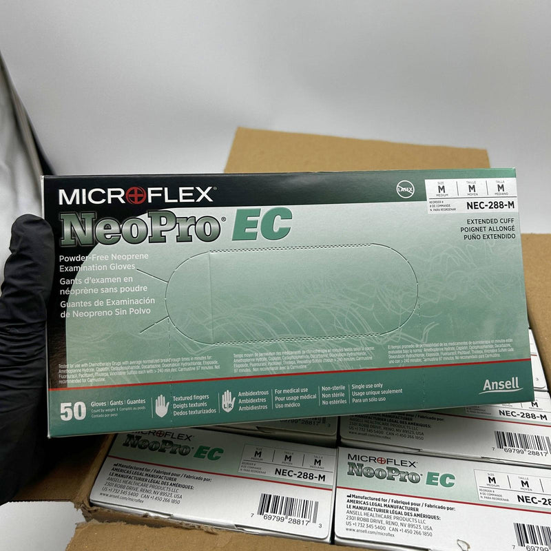 Microflex NEC-288 Disposable Gloves Medium Extended Cuff Neoprene 500pcs/Case