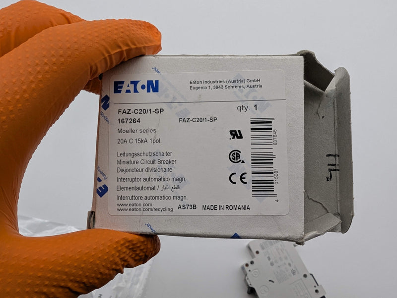 Eaton FAZ-C20/1-SP Mini Circuit Breaker 1 Pole 20A 277V AC DIN Rail Mount 5