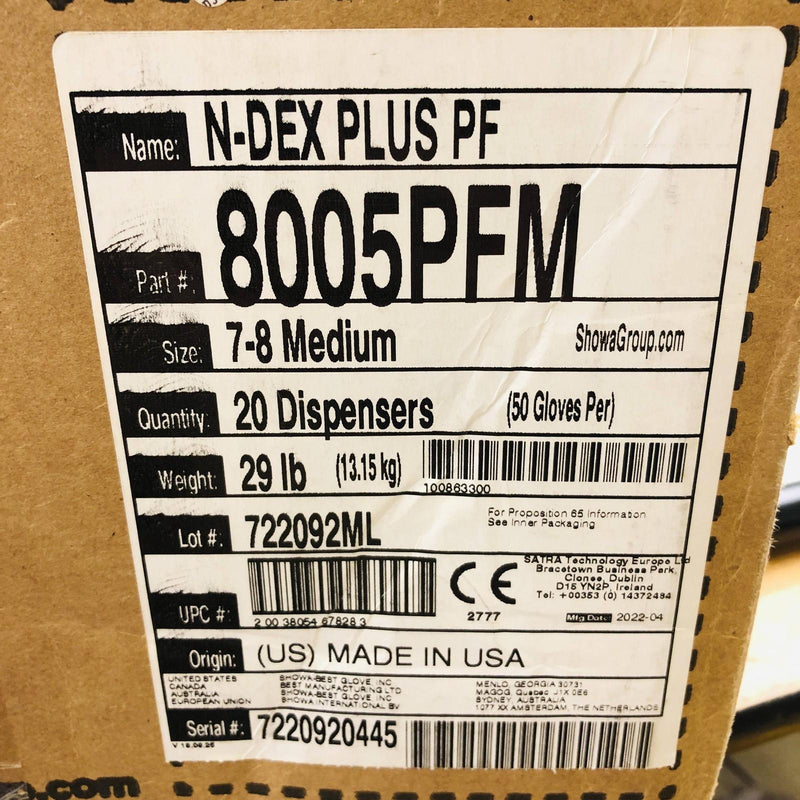 Showa 8005PFM N-DEX Plus Disposable Nitrile Glove 7-8 Medium Powder Free 1000pcs 11