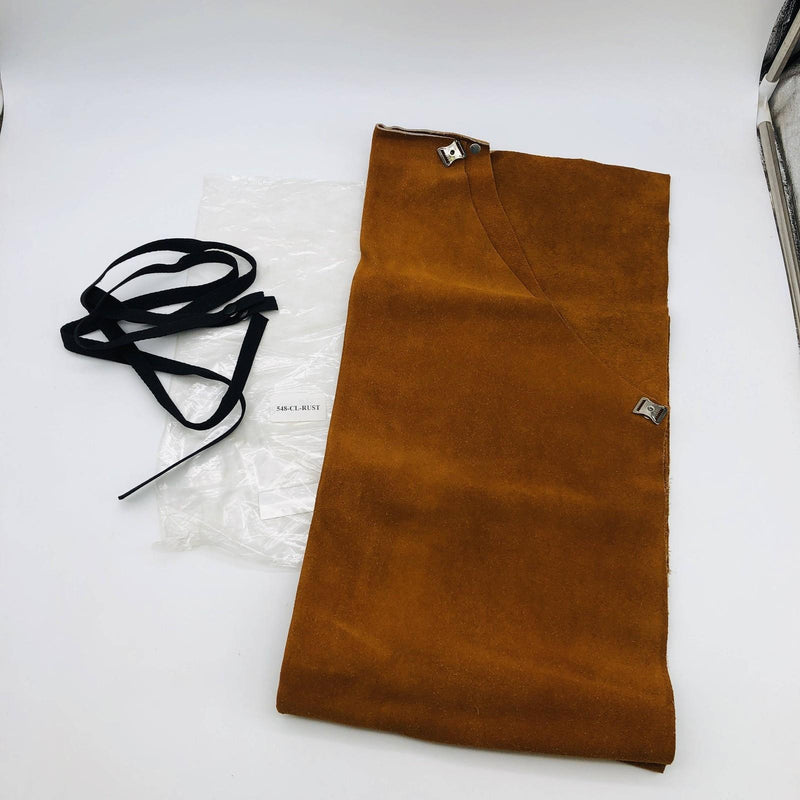 Chicago 548-CL Bib Apron 24in W x 48in H Split Leather Pocket Straps Rust Color 6