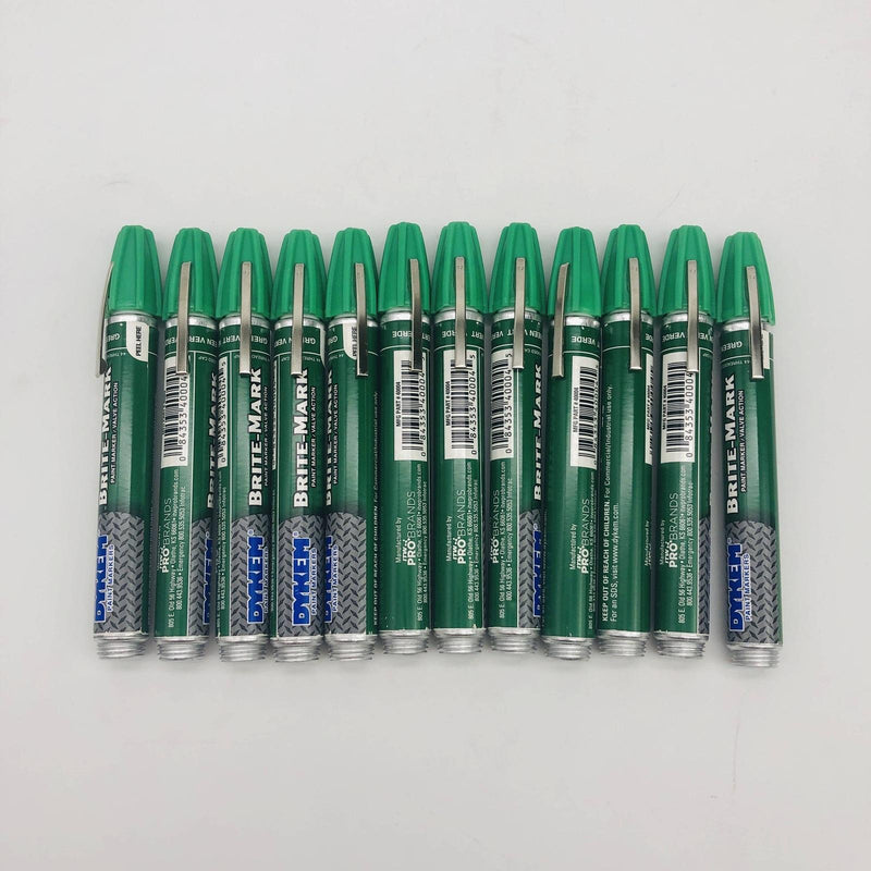 Dykem Brite Mark 40 Green Paint Marker Medium Tip Valve Action 40004 Pack of 12 5