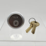 Yale 1-1/8" Mortise Cylinder Lock 6 Pin PC Keyway Satin Chrome 0-Bitted 2153 1
