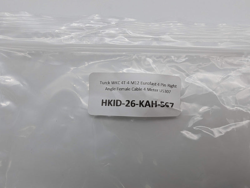 Turck WKC 4T-4 M12 Eurofast 4 Pin Right Angle Female Cable 4 Meter U5307