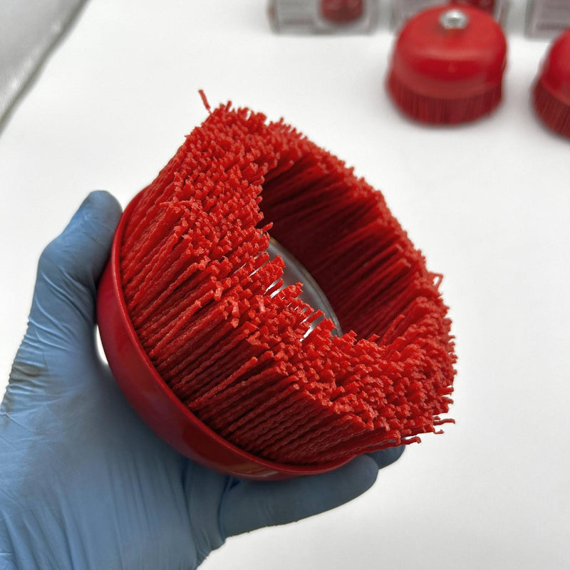 Langeman Cup Brush 6inch Nylon Filament 5/8-11 Thread 2500 Max RPM Lot of 3 5