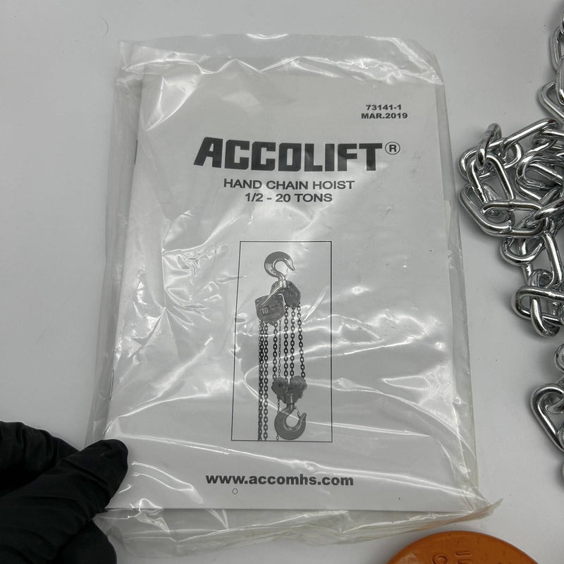 Accolift 1360240 Hand Chain Hoist 1 Ton x 20ft Fabricated Rolled Steel Plate