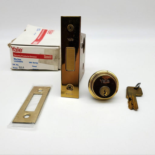 Yale Mortise Lock Set No 314 Bright Brass 2-3/4 BS 1-3/8 to 1-3/4 Doors NOS 1