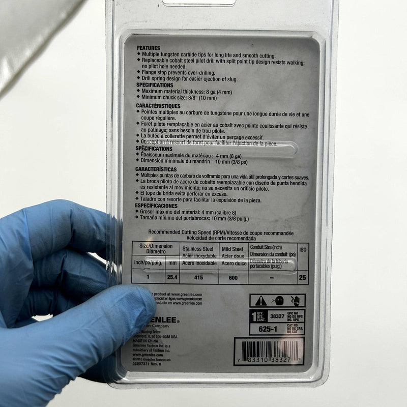 Greenlee 38327 Carbide Tipped Hole Cutter 1in Stainless Steel 625-1 Flange Stop 6