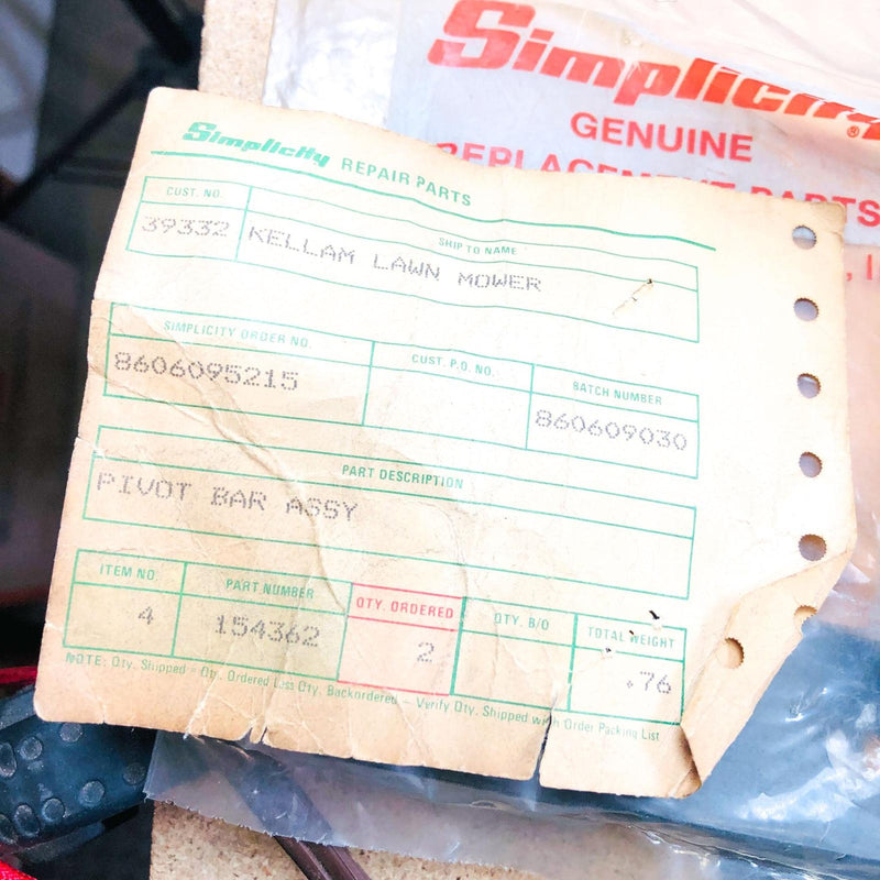 Simplicity 154362 Pivot Bar Assembly OEM New Old Stock NOS Sealed 2