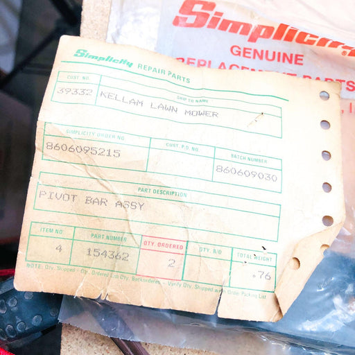 Simplicity 154362 Pivot Bar Assembly OEM New Old Stock NOS Sealed 2