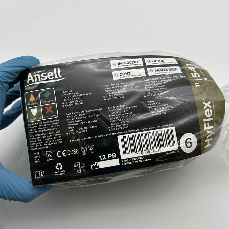 Ansell HyFlex 11541 Cut Resistant Glove 6.0 Extra Small A4 Nitrile 18-G 12 Pairs 5