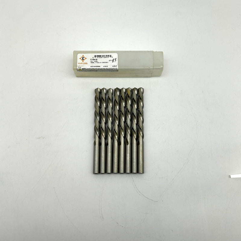 8pk Cle-Line C18419 Jobber Length Drill 1898L 11/32 Left Hand Spiral HSS Bright 7