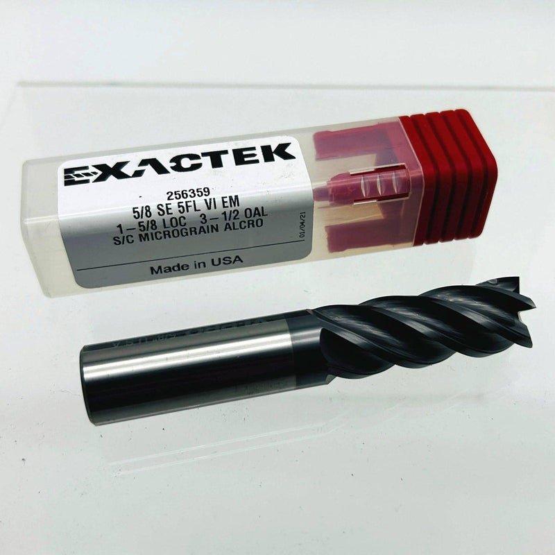 5/8" End Mill 5 Flutes VI EM 1-5/8 LOC 3-1/2 OAL Micrograin Alcro Exactek 256359