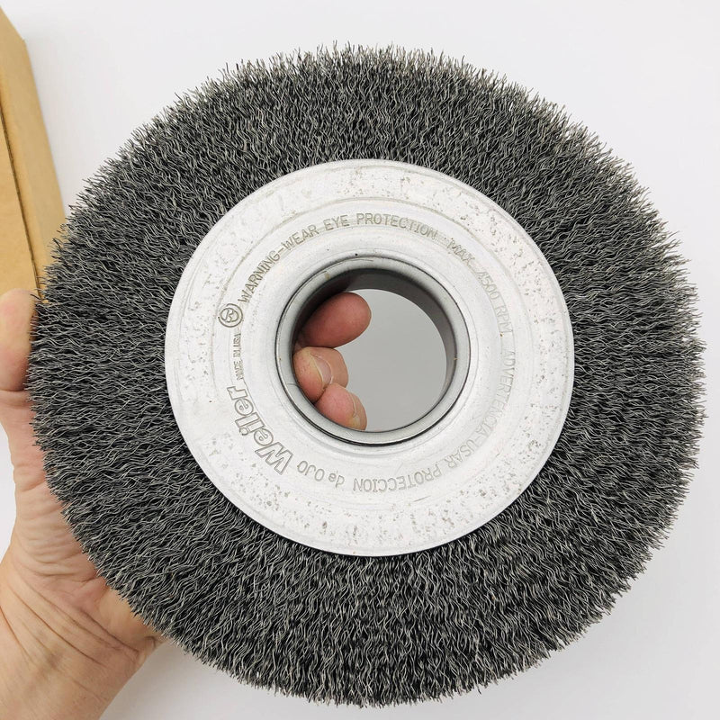 Weiler 06120 Wire Wheel Crimp 8in .014 Stl Fill 2in AH Med Face Clean Deburring 6