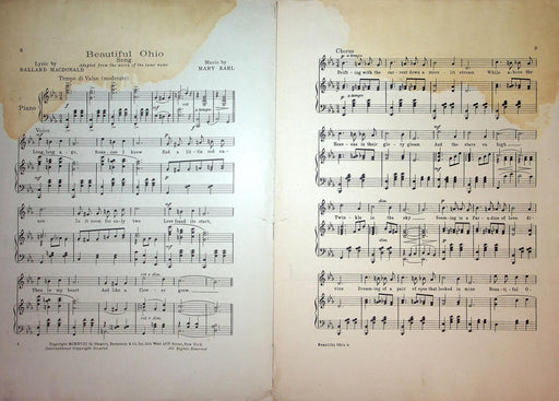 1918 Beautiful Ohio Sheet Music Mary Earl Ballard Macdonald Shapiro Bernstein 2