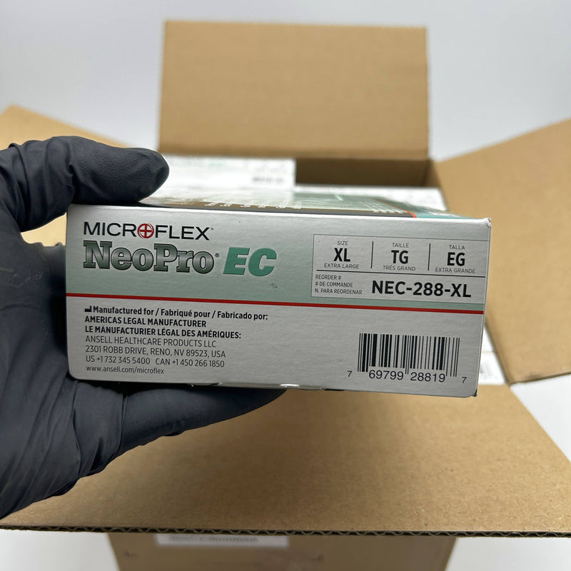 Microflex NEC-288 Disposable Gloves Extra Large Extended Cuff Neoprene 500/Case