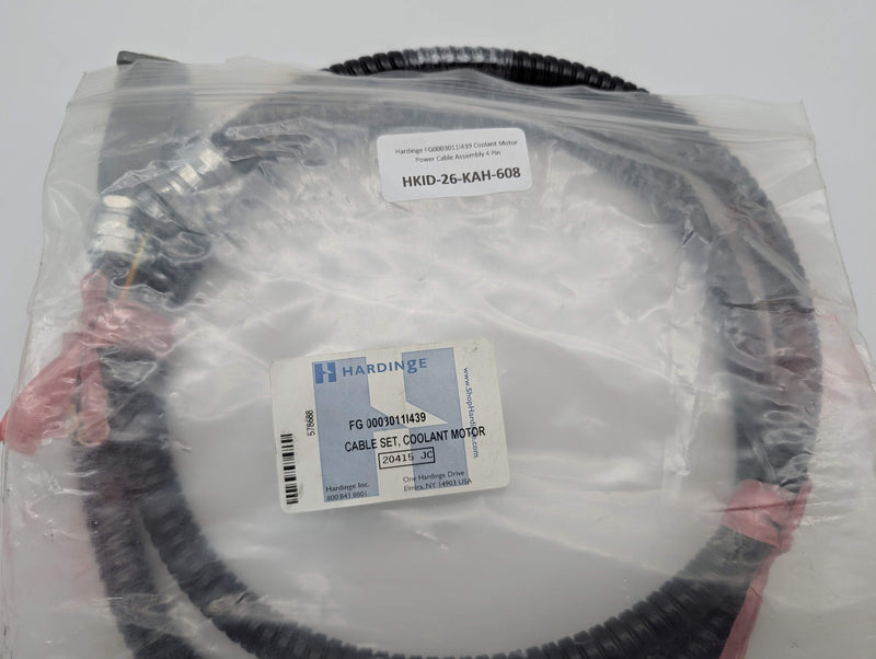 Hardinge FG0003011I439 Coolant Motor Power Cable Assembly 4 Pin