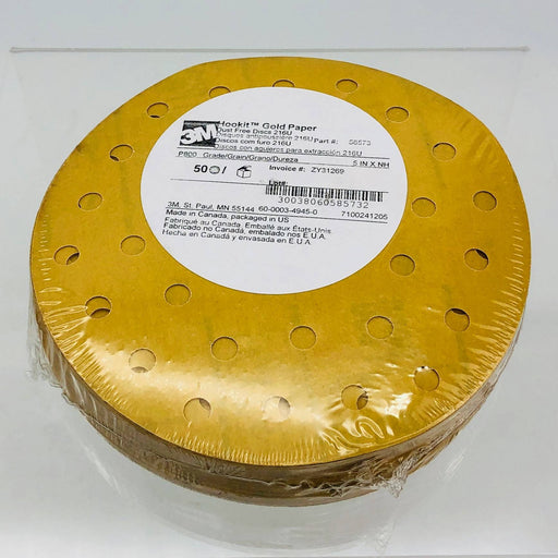 3M 58573 Paper Sanding Disc 5inch x NH P800 Dust Free 216U Hookit Gold 50pk 1